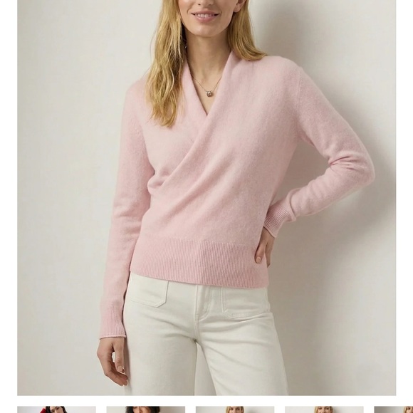 Lacetti Svalbard Pink Wrap-Front Cashmere Women's Sweater - Picture 2 of 2